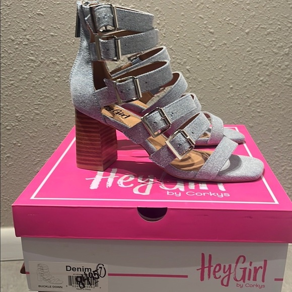Corkys Gray and Blue Strappy Heels - Picture 14 of 16